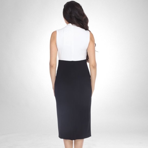 NWT Size 10 Joseph Ribkoff Black/Vanilla Two-Tone Sleeveless Midi Dress 203207 - Picture 4 of 5